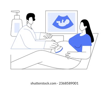 Pregnancy ultrasound abstract concept vector illustration. Gynecologist deals with baby heart rate check, reproductive medicine, pregnancy ultrasound, sonogram specialist abstract metaphor.