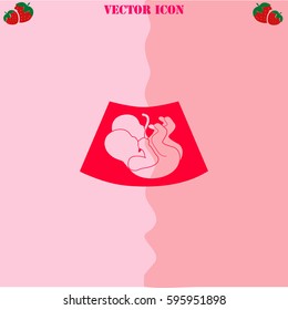 Pregnancy vector  icon. Strawberry Background.