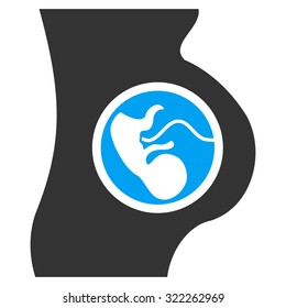 Pregnancy vector icon. Style is bi-color flat symbol, blue and gray colors, rounded angles, white background.