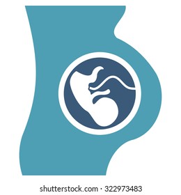 Pregnancy vector icon. Style is bicolor flat symbol, cyan and blue colors, rounded angles, white background.
