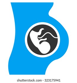 Pregnancy vector icon. Style is bicolor flat symbol, blue and gray colors, rounded angles, white background.