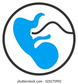 Pregnancy vector icon. Style is bicolor flat symbol, blue and gray colors, rounded angles, white background.