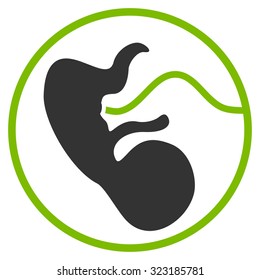 Pregnancy vector icon. Style is bicolor flat symbol, eco green and gray colors, rounded angles, white background.