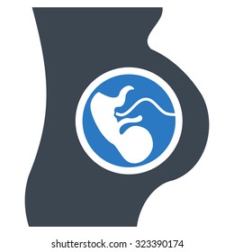 Pregnancy vector icon. Style is bicolor flat symbol, smooth blue colors, rounded angles, white background.