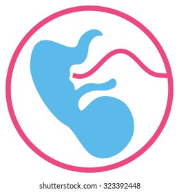 Pregnancy vector icon. Style is bicolor flat symbol, pink and blue colors, rounded angles, white background.