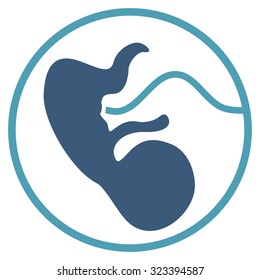 Pregnancy vector icon. Style is bicolor flat symbol, cyan and blue colors, rounded angles, white background.