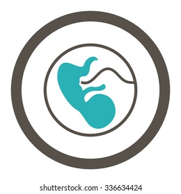 Pregnancy vector icon. Style is bicolor flat rounded symbol, grey and cyan colors, rounded angles, white background.