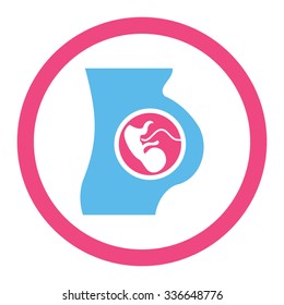 Pregnancy vector icon. Style is bicolor flat rounded symbol, pink and blue colors, rounded angles, white background.