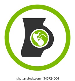 Pregnancy vector icon. Style is bicolor flat rounded symbol, eco green and gray colors, rounded angles, white background.