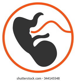 Pregnancy vector icon. Style is bicolor flat symbol, orange and gray colors, rounded angles, white background.