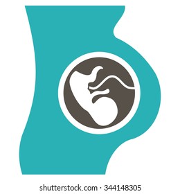 Pregnancy vector icon. Style is bicolor flat symbol, grey and cyan colors, rounded angles, white background.
