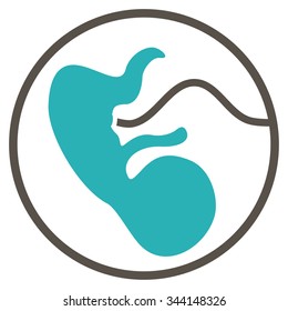 Pregnancy vector icon. Style is bicolor flat symbol, grey and cyan colors, rounded angles, white background.