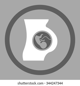 Pregnancy vector icon. Style is bicolor flat rounded symbol, dark gray and white colors, rounded angles, silver background.
