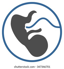 Pregnancy vector icon. Style is bicolor flat symbol, cobalt and gray colors, rounded angles, white background.