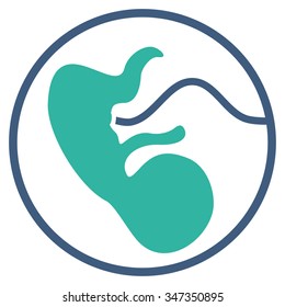 Pregnancy vector icon. Style is bicolor flat symbol, cobalt and cyan colors, rounded angles, white background.