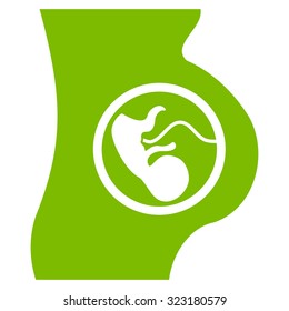 Pregnancy vector icon. Style is flat symbol, eco green color, rounded angles, white background.