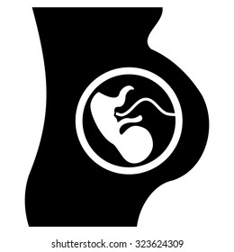 Pregnancy vector icon. Style is flat symbol, black color, rounded angles, white background.