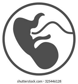 Pregnancy vector icon. Style is flat symbol, gray color, rounded angles, white background.