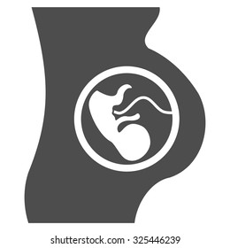 Pregnancy vector icon. Style is flat symbol, gray color, rounded angles, white background.