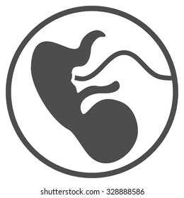 Pregnancy vector icon. Style is flat symbol, gray color, rounded angles, white background.