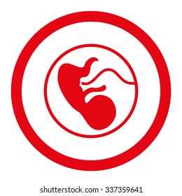Pregnancy vector icon. Style is flat rounded symbol, red color, rounded angles, white background.