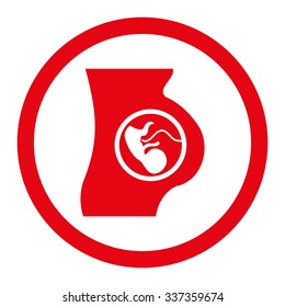 Pregnancy vector icon. Style is flat rounded symbol, red color, rounded angles, white background.