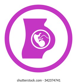 Pregnancy vector icon. Style is flat rounded symbol, violet color, rounded angles, white background.