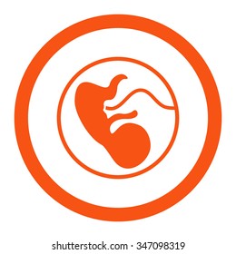 Pregnancy vector icon. Style is flat rounded symbol, orange color, rounded angles, white background.