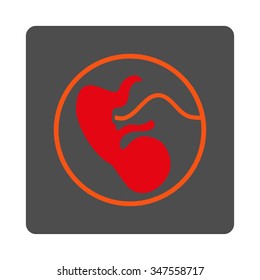 Pregnancy vector icon. Style is flat rounded square silver button with red symbol, white background.