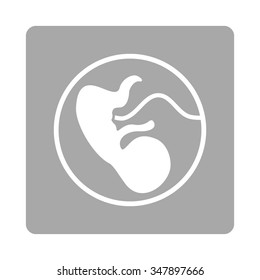 Pregnancy vector icon. Style is flat rounded square button, white and silver colors, white background.
