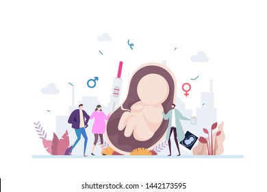 Pregnancy Vector Illustration Concept Showing a couple is preparing to have a baby, Suitable for landing page, ui, web, App intro card, editorial, flyer, and banner.