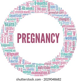 Pregnancy vector illustration word cloud isolated on a white background.