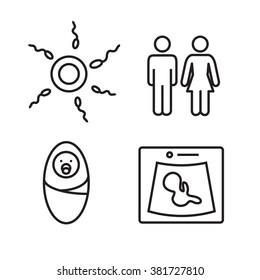 Pregnancy vector line icons set