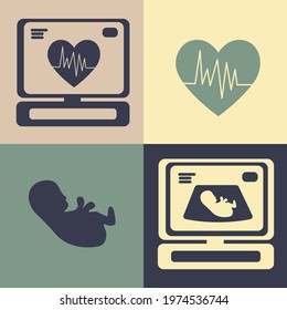 Pregnancy vector silhouette concept set