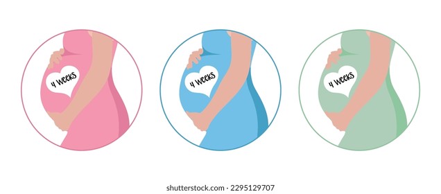 Ilustración vectorial de pegatinas semanales de embarazo