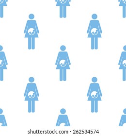 Pregnancy white and blue seamless pattern for web design. Vector symbol