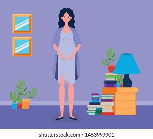 pregnancy woman in house place scene