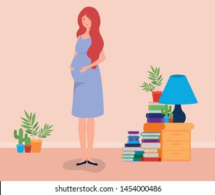 pregnancy woman in house place scene