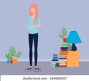 pregnancy woman in house place scene