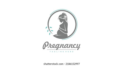 Pregnancy woman of logo design simple illustration Premium Vector