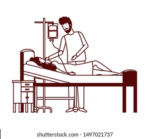 pregnancy woman in stretcher with father