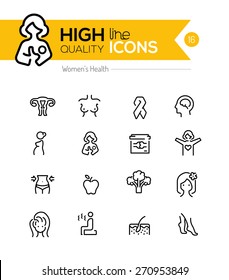 Pregnancy And Women Health Line Icons Series