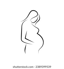 pregnancy women vector illustration outline