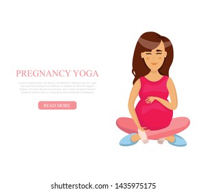 Pregnancy yoga concept. Woman sitting and training yoga prenatal exercise