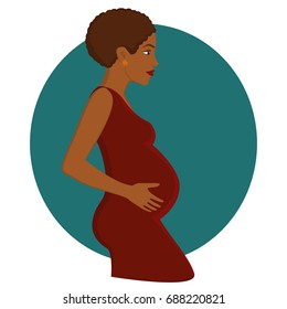 Pregnant african woman. Vector illustration of pretty young african girl. Eps 8