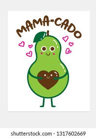 Pregnant avocado cartoon  illustration - Vector