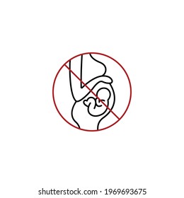 Pregnant ban, crossed out sign simple thin line icon vector illustration