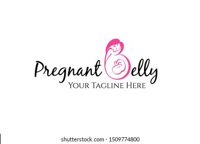 Pregnant belly logo with letter B as a symbol of pregnancy, best for maternity consultation services logo