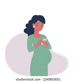 A pregnant black African-American woman uses a smartphone