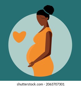 Pregnant black woman with heart